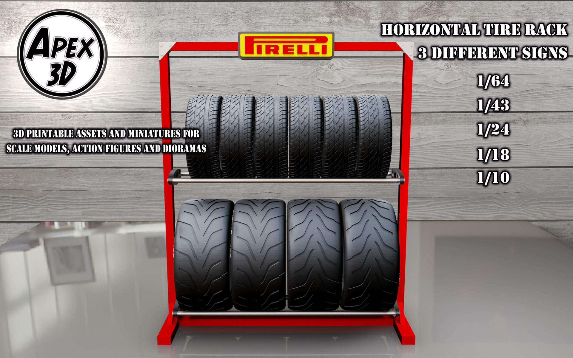 ArtStation - Horizontal tire Rack 3d printable in various scales