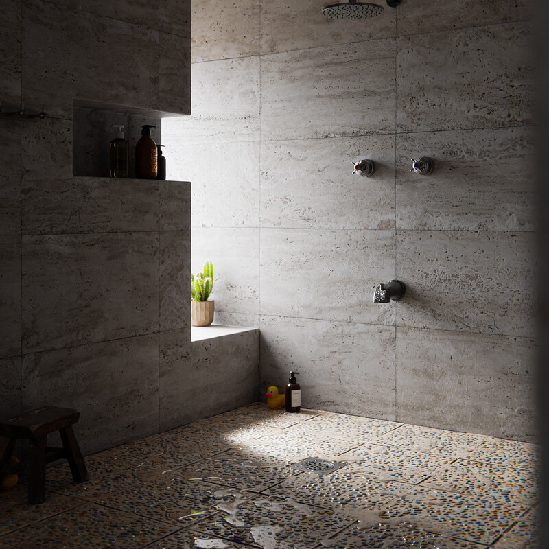 Faux-Pebbled Bathroom Tiles