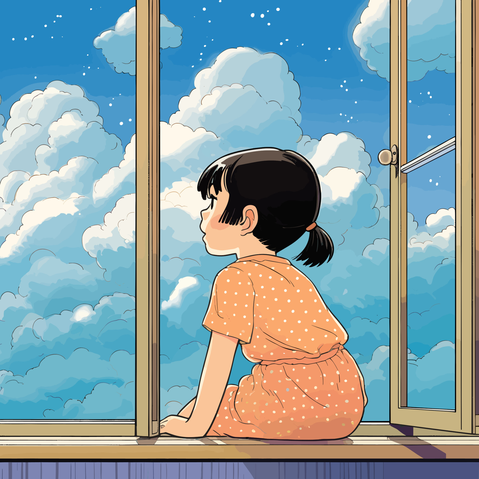 Artstation cartoon illustration of a girl sitting in the classroom