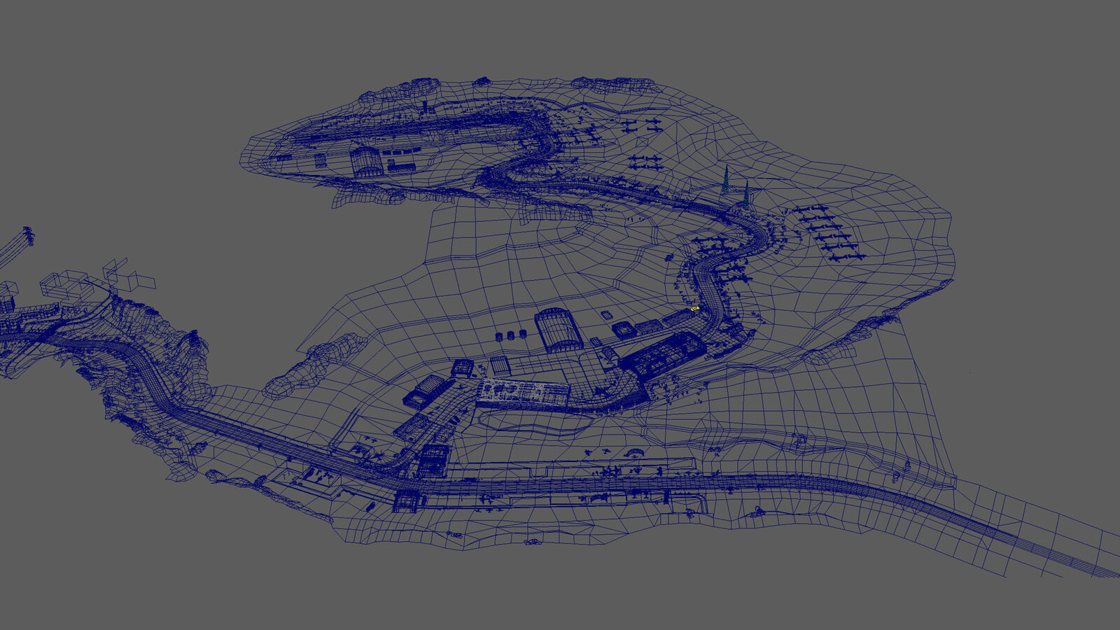 The track terrain I built &amp; layout of all the assets.