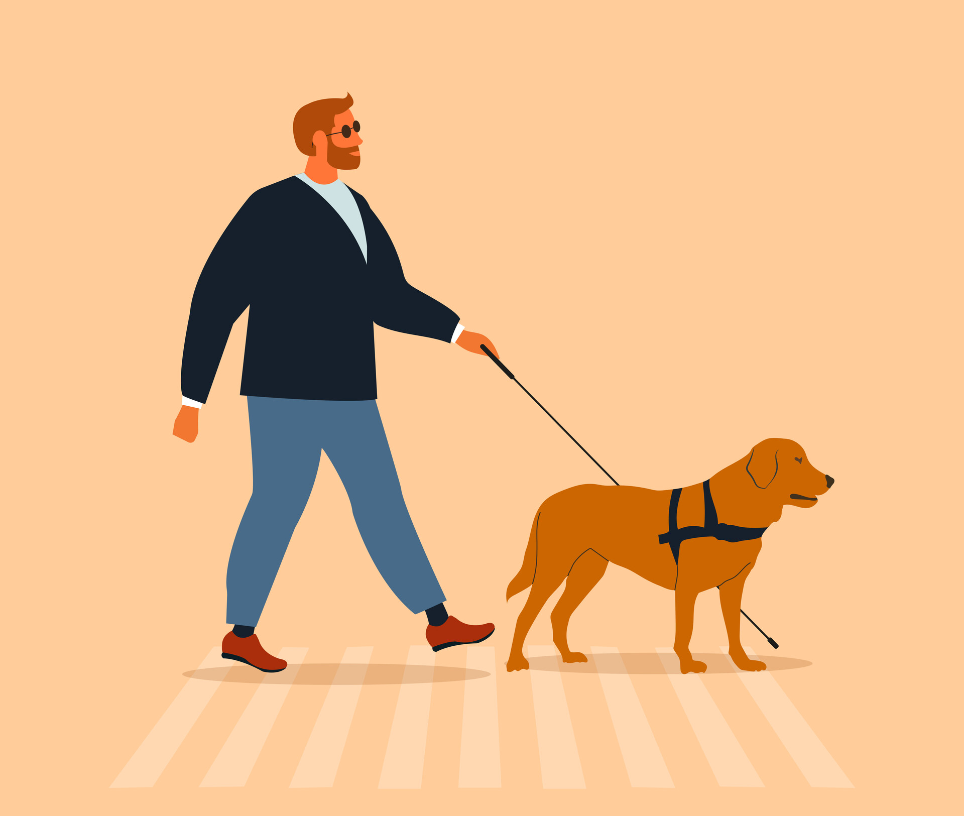 ArtStation - Man with a guide dog walking