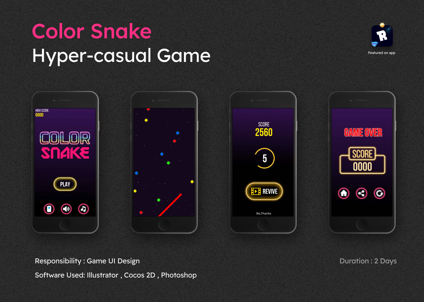 ArtStation - Color Snake Game UI Design