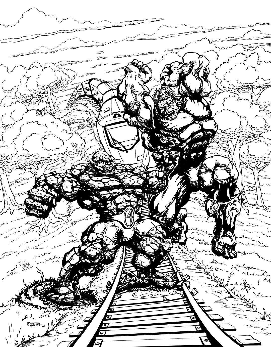 Hulk Versus Thing Digital Inks Fanart (Marvel Comics)