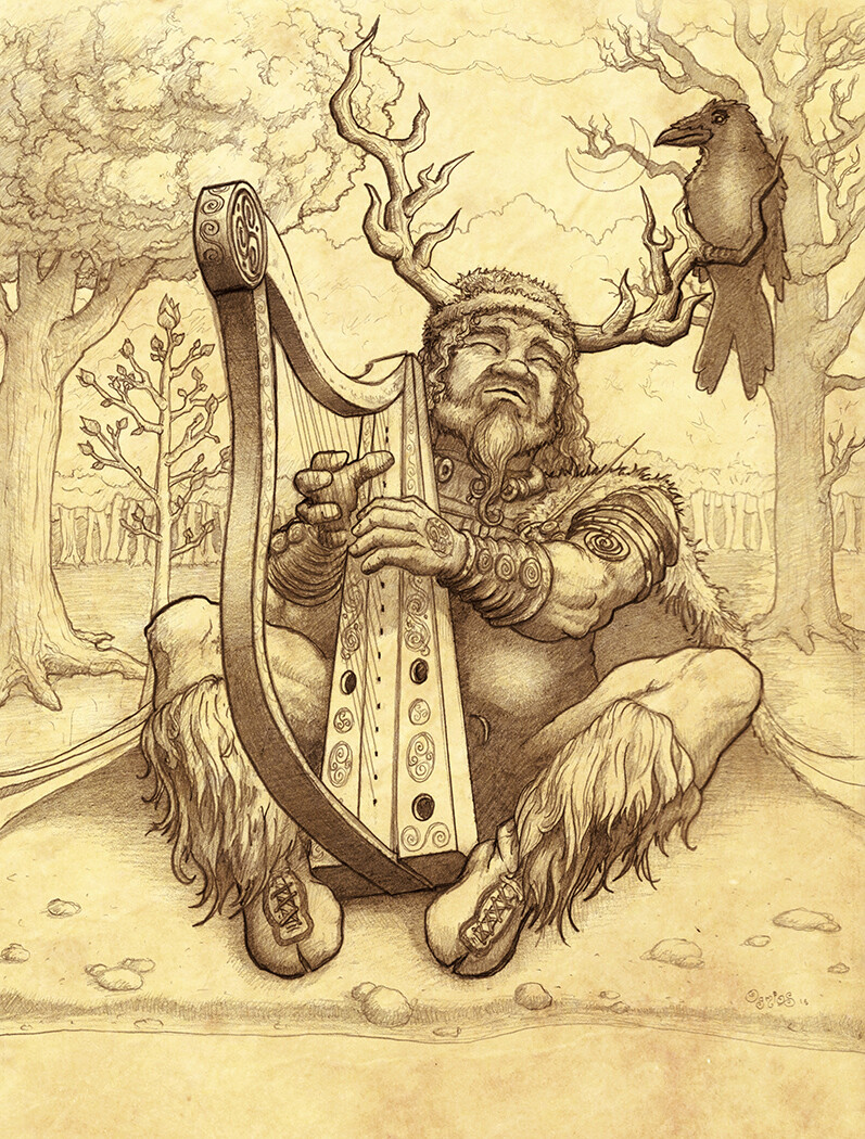 Dagda and his harp Dur Da Blag