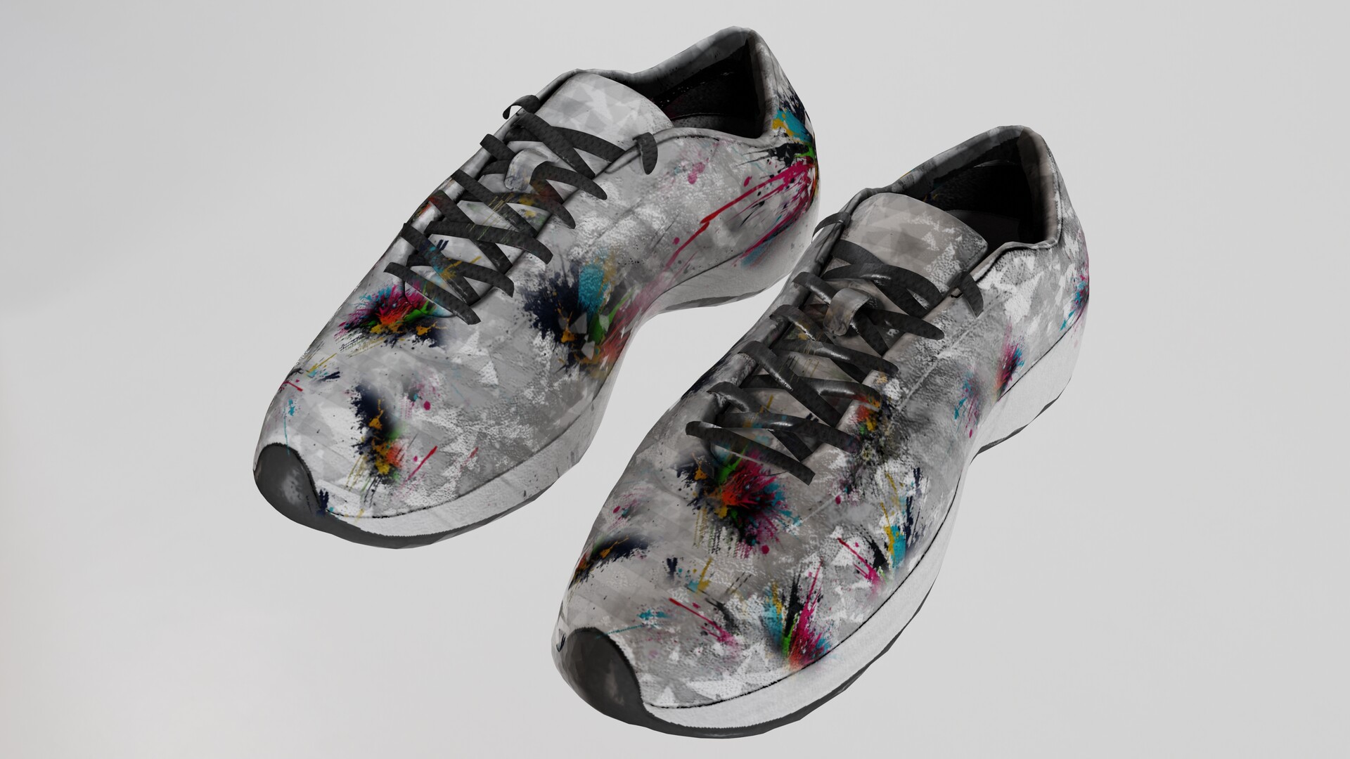 ArtStation - Gray sneakers with paint splashes