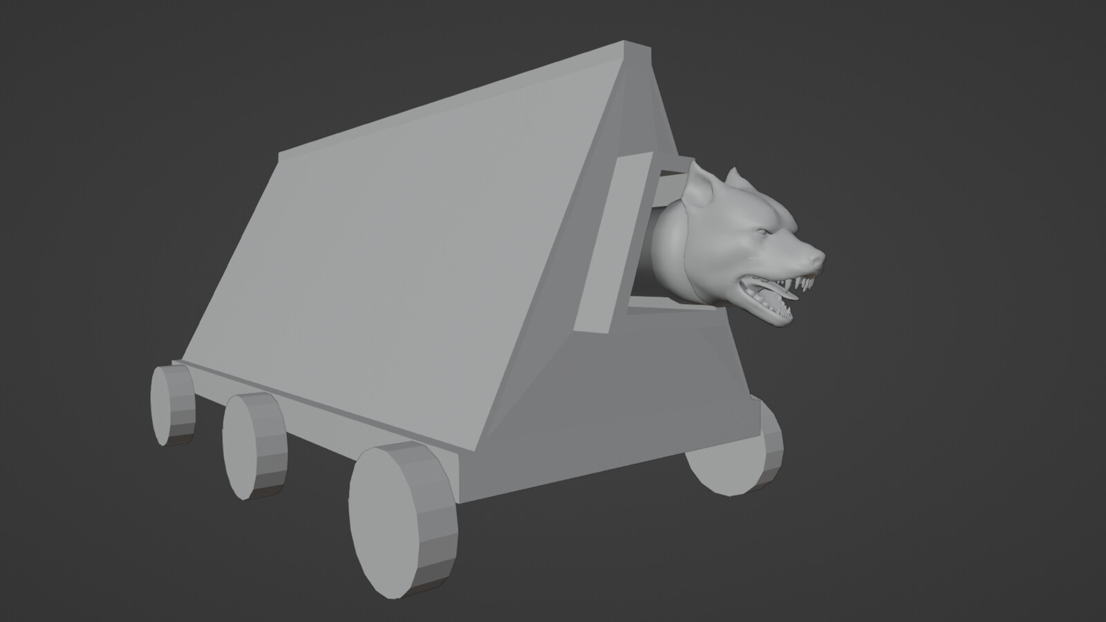Early blockout with Mabari head sourced from Dragon Age Inquisition model.