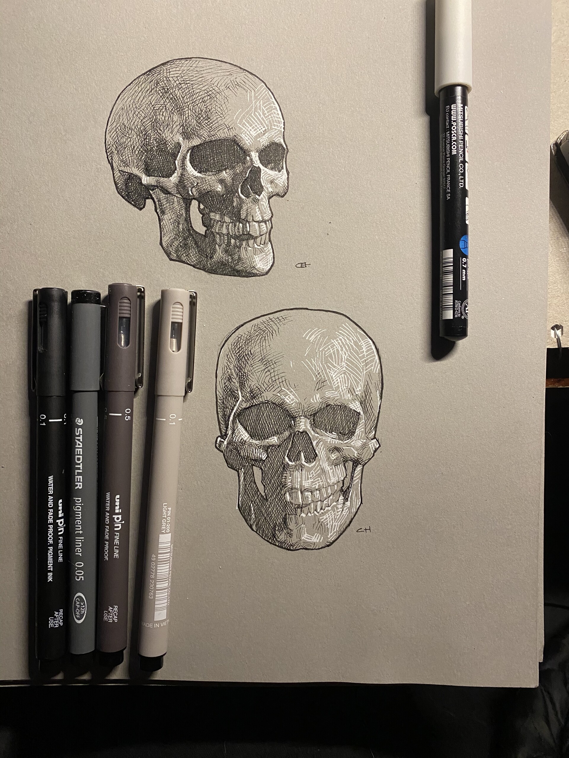 ArtStation - Skull Stippling Pen and Ink