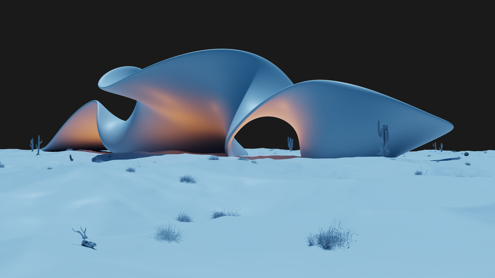 Clay rendering during night time.