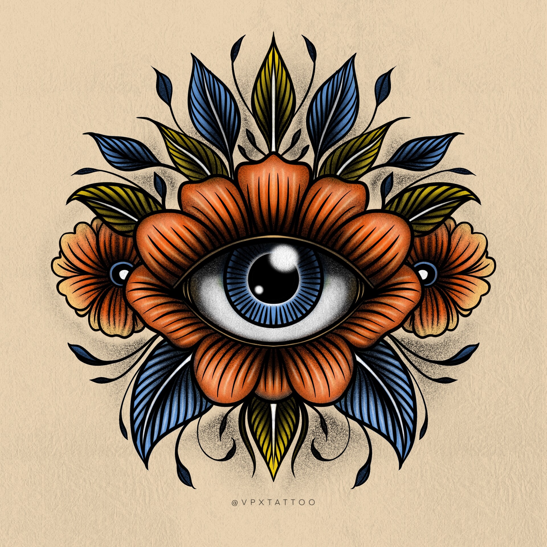 Altered Images : Tattoos : Traditional Old School : All Seeing Eye and Rose  for Mom