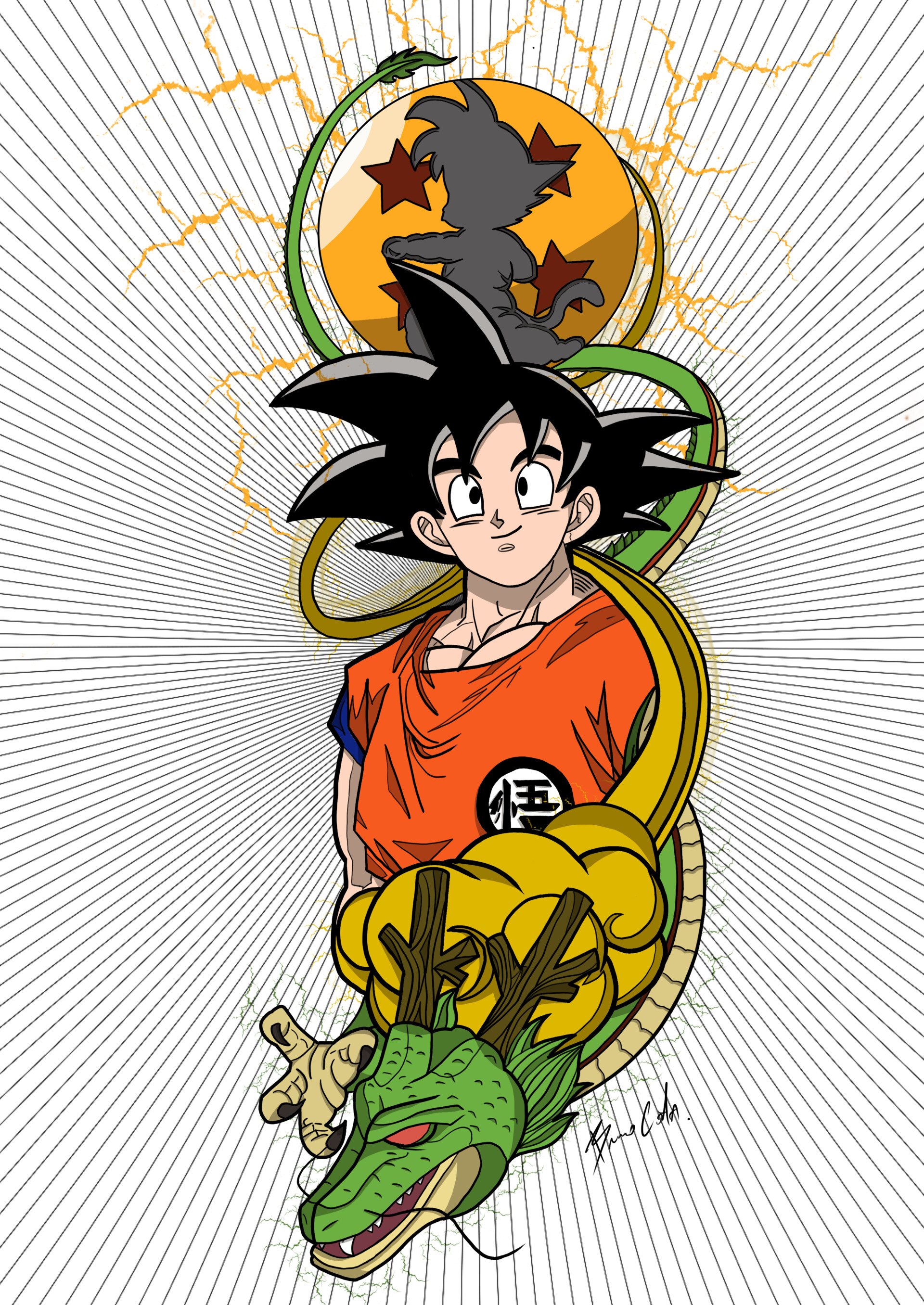 Buy DRAGON BALL GOKU TATTOOED Signed Colour Wall Art Print by Professional  MangaAnime Artist with a love for Dbz Super and tattoos Online at  desertcartINDIA