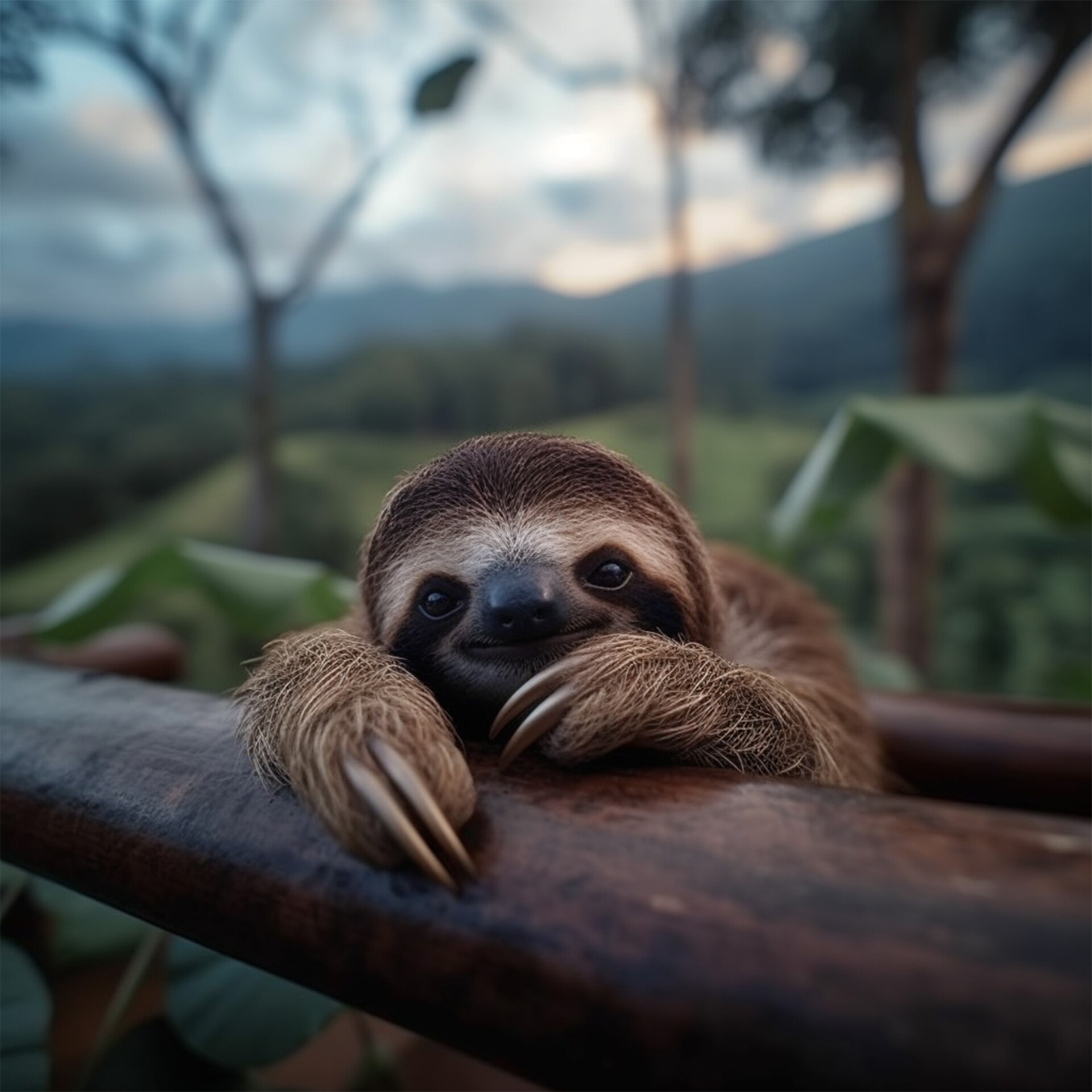 ArtStation - The Art of Relaxation: A Sloth Unwinding in its Natural Domain