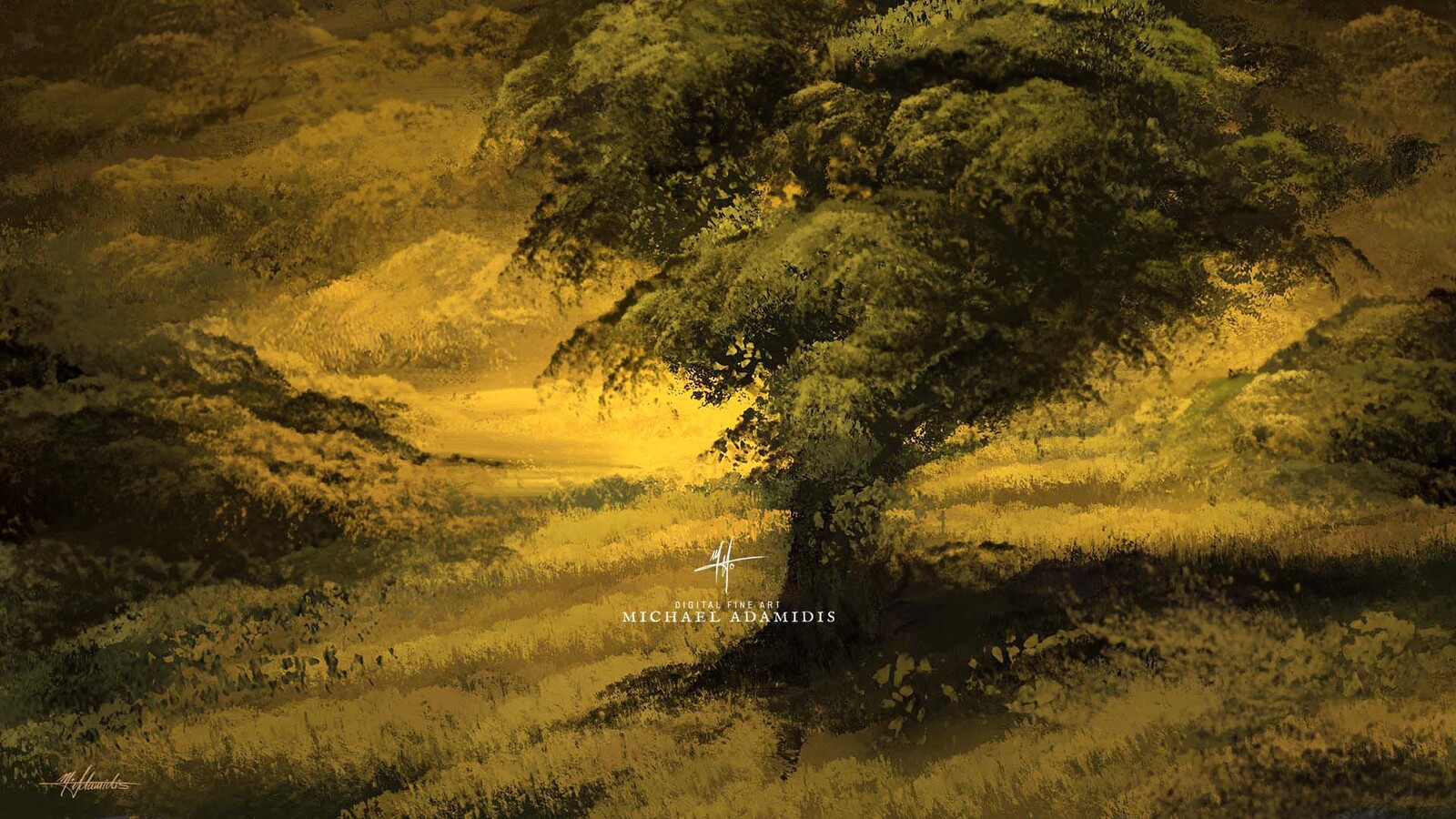 Digital oil Landscape Painting - Olive Tree