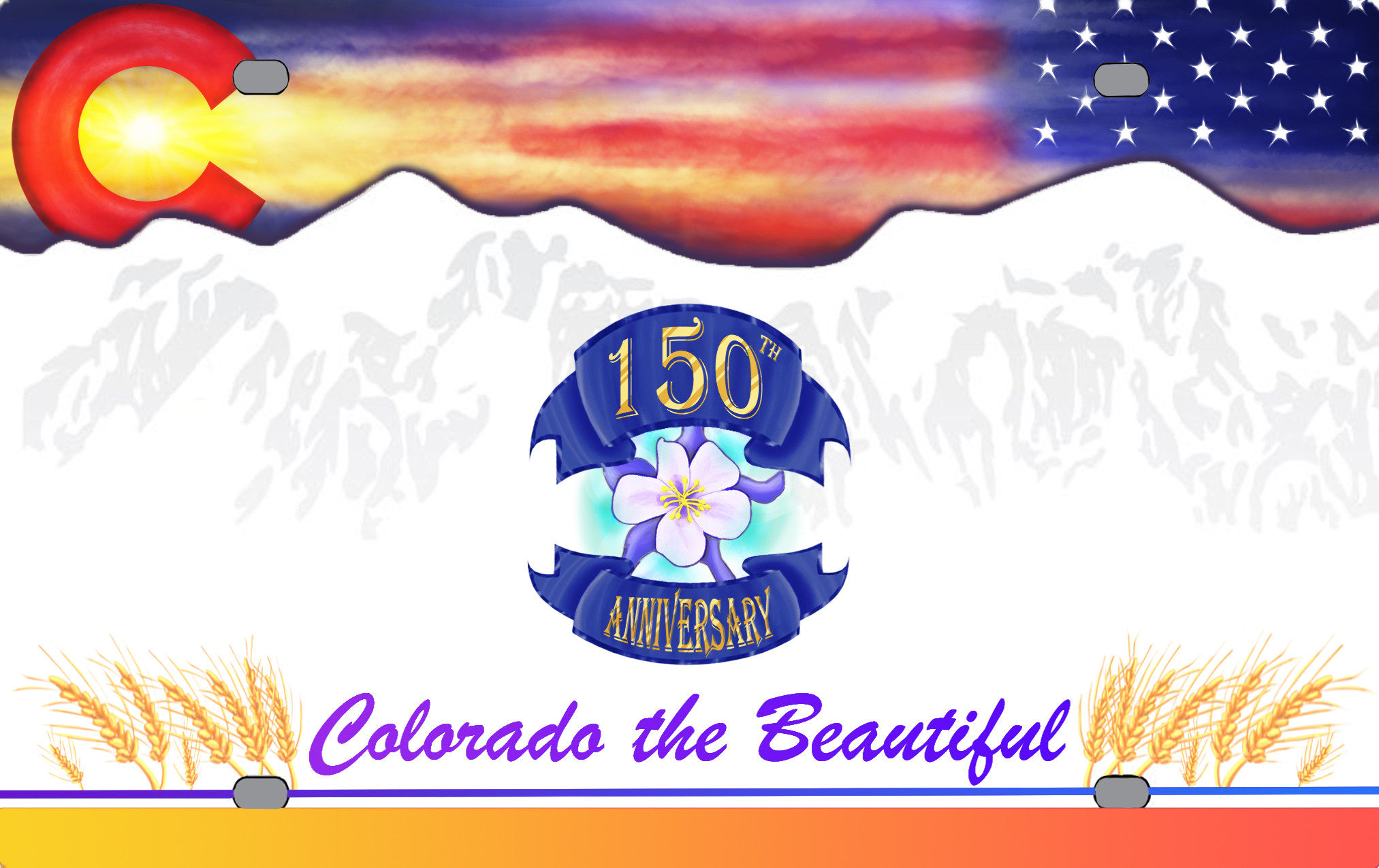 Historic Colorado license plate design contest entry - inspired by the song, "America the Beautiful."