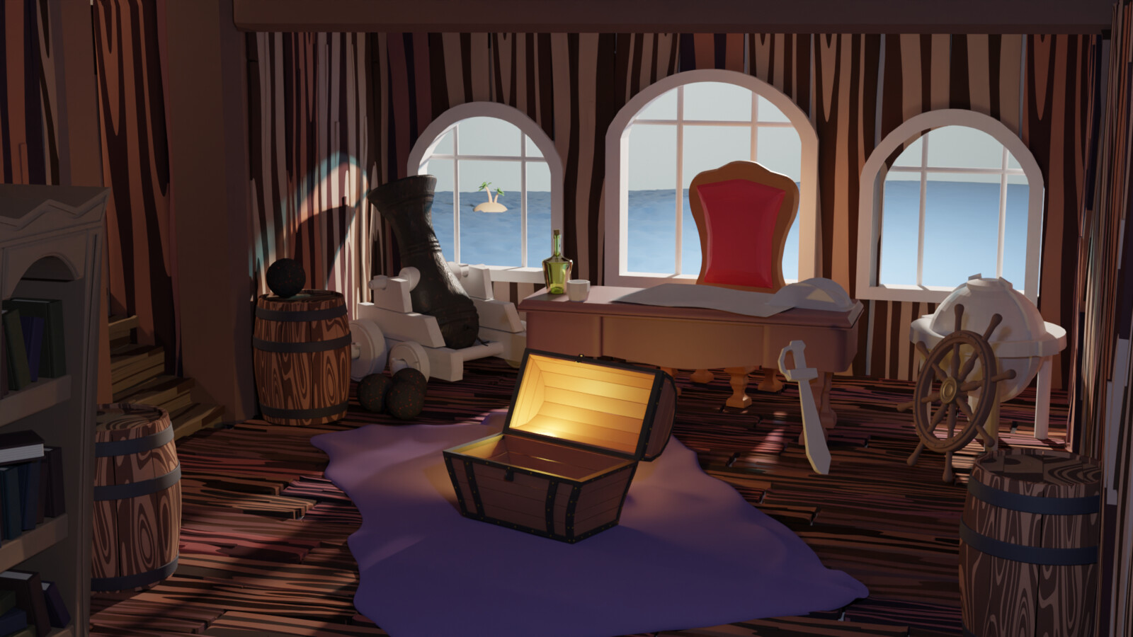 After this render I realized the scene was too big, so I decided to change the camera angle.