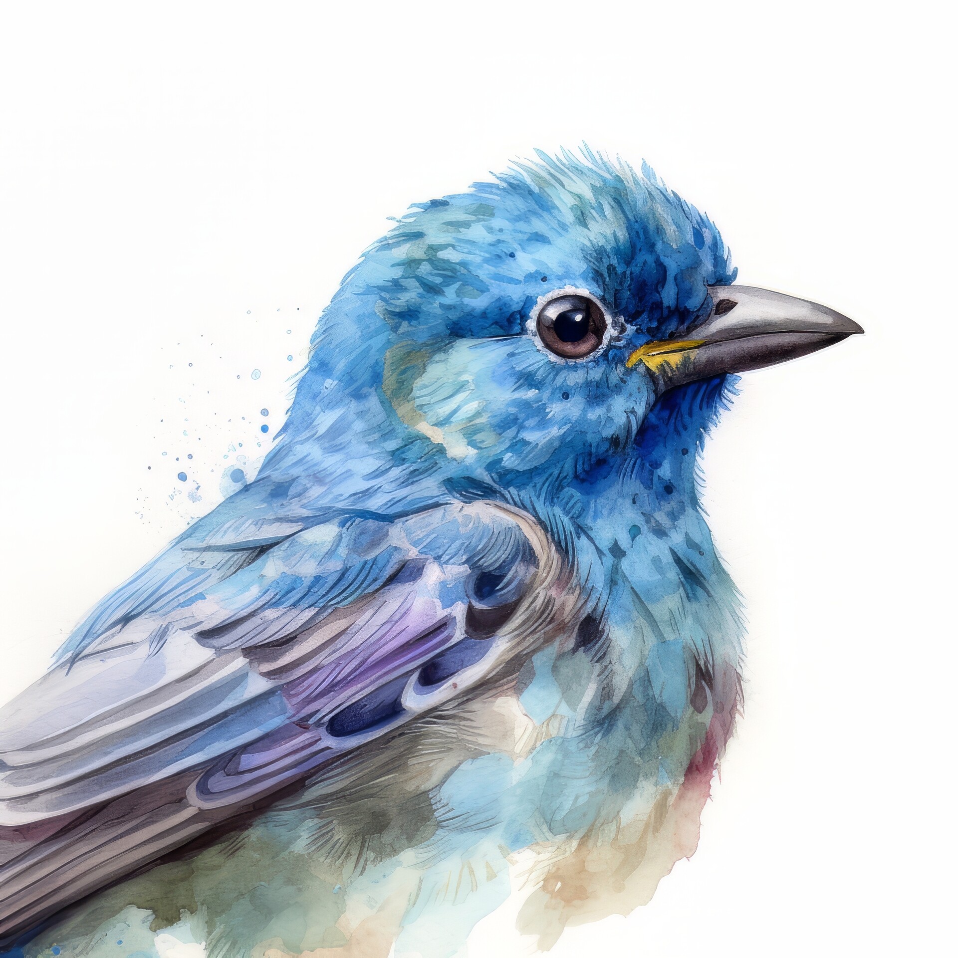 ArtStation - Blue Bunting Bird Portrait Watercolor Painting