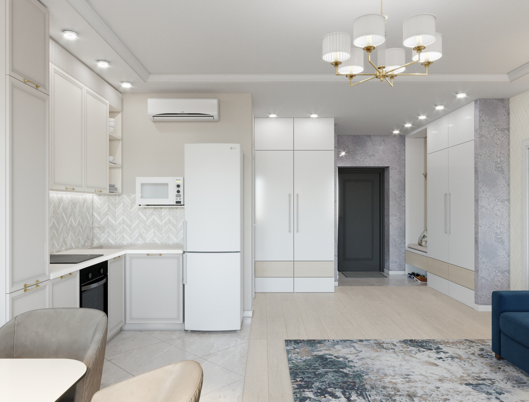 ArtStation - 3D Визуализация кухни-гостиной + панорама помещения 360