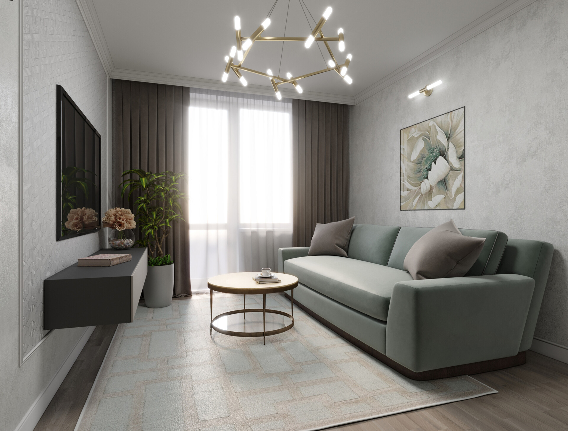 ArtStation - 3D Визуализация гостиной + панорама помещения 360