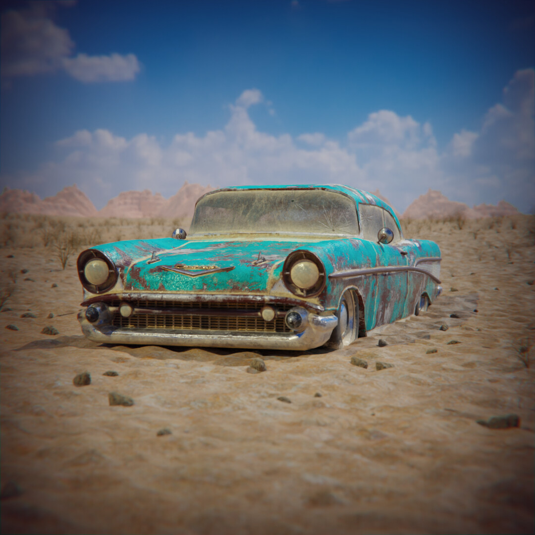 ArtStation - Vintage Car In The Desert