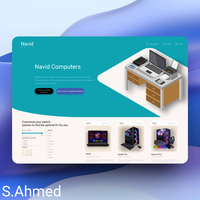 ArtStation - A computer shop website main page.