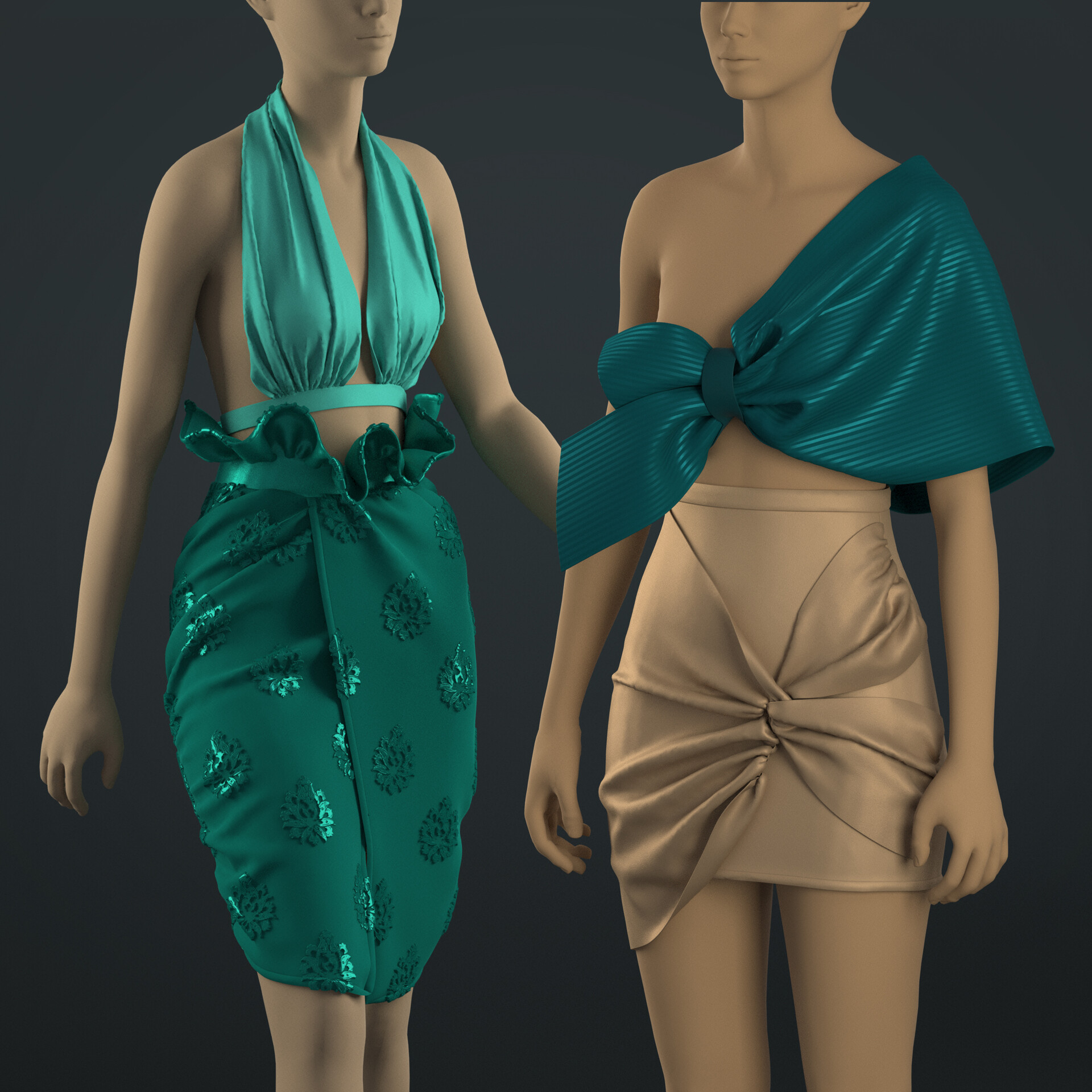 ArtStation - GIRL'S OUTFIT . skirt pack(15 models)/top pack(10 models)