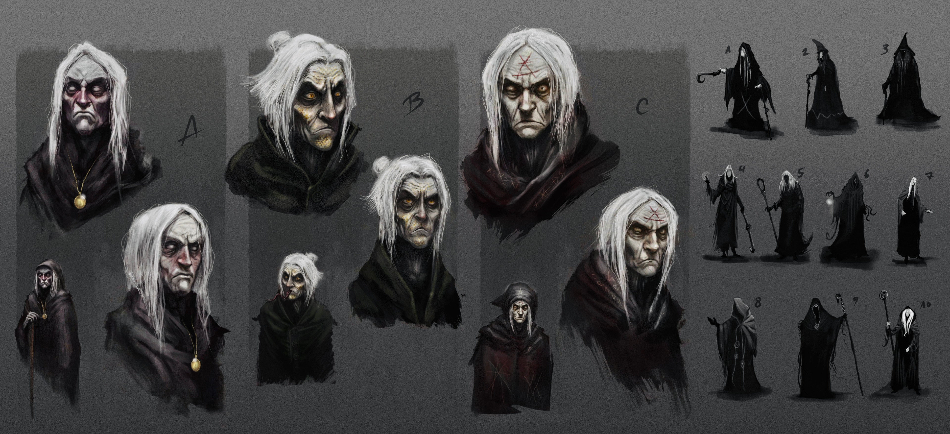 Exploration silhouettes and thumbnails.