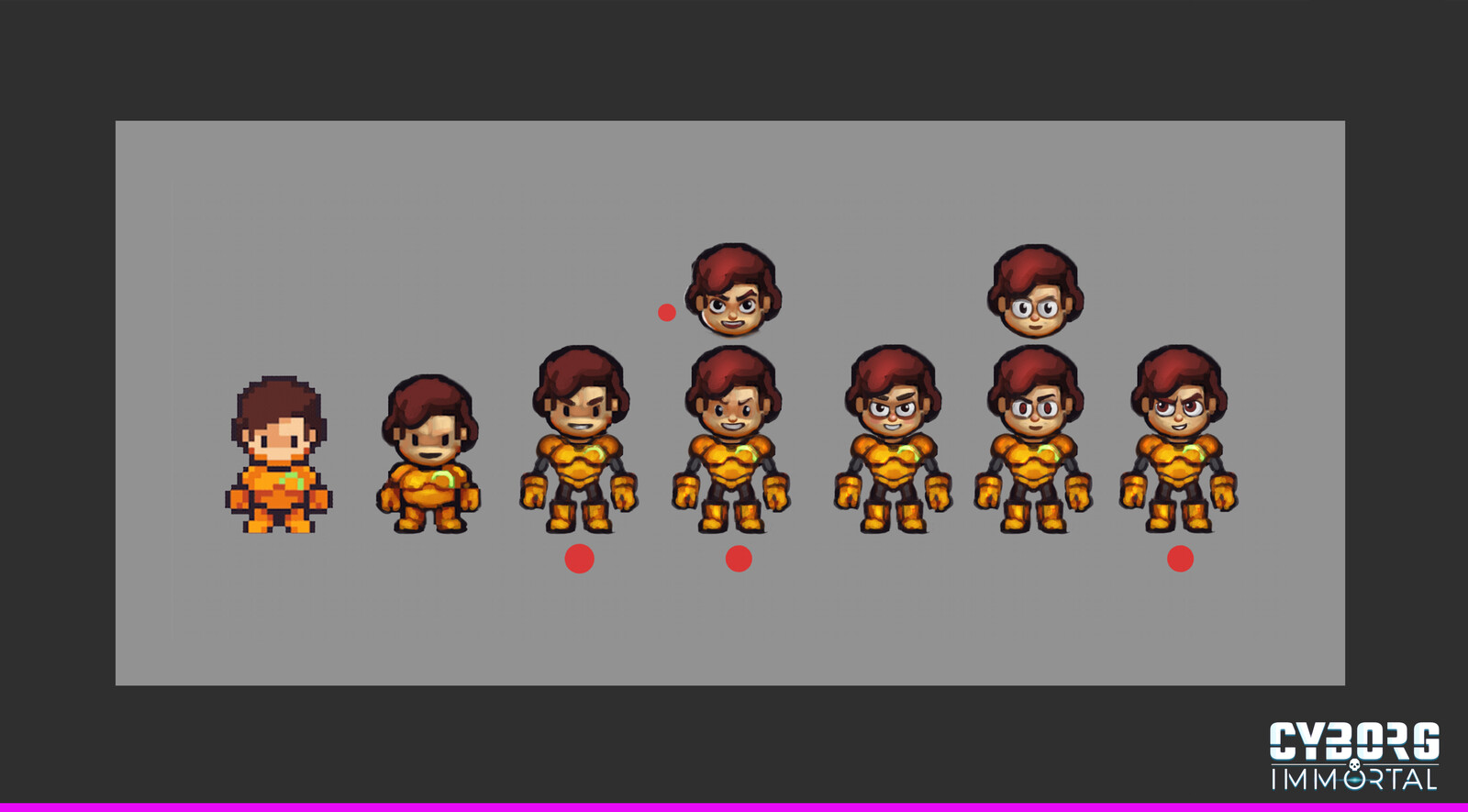 2D interpretation of a character in pixel art style