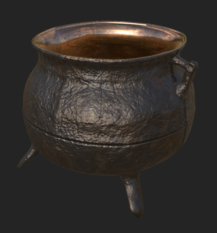 Model of a cast copper-alloy cauldron.