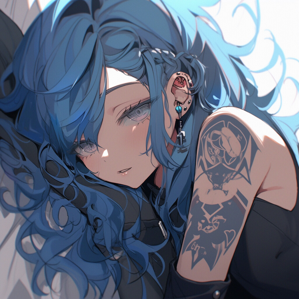 ArtStation - Blue Hair Anime Girl Illustration