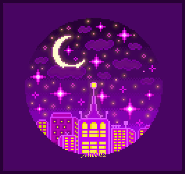 ArtStation - City Night Sky - Pixel Art