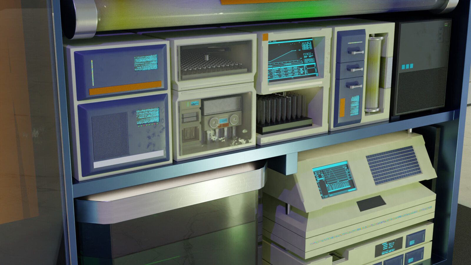Bottom floor of the cabinet - Automated purification, analysis and storage