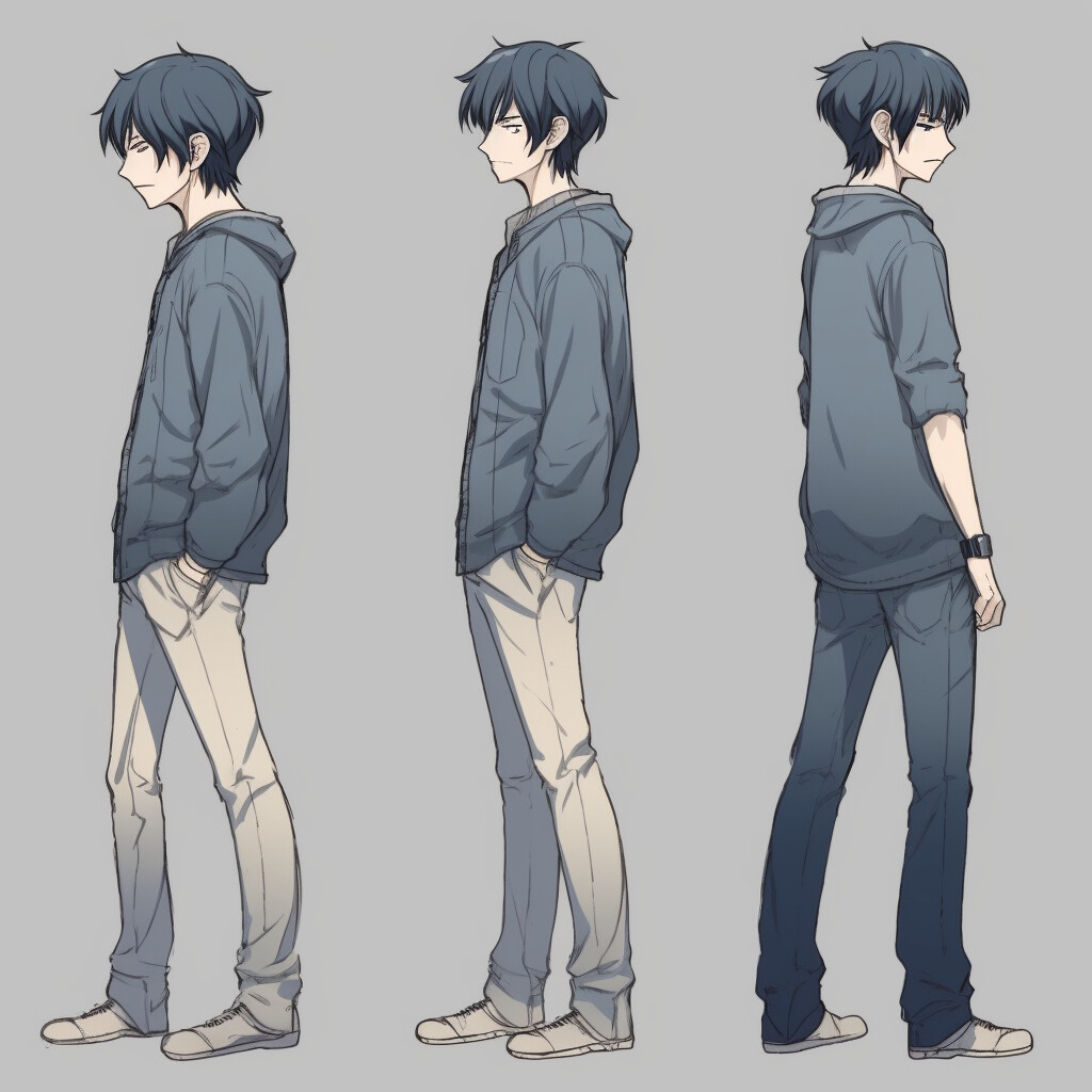 anime guy side view standing
