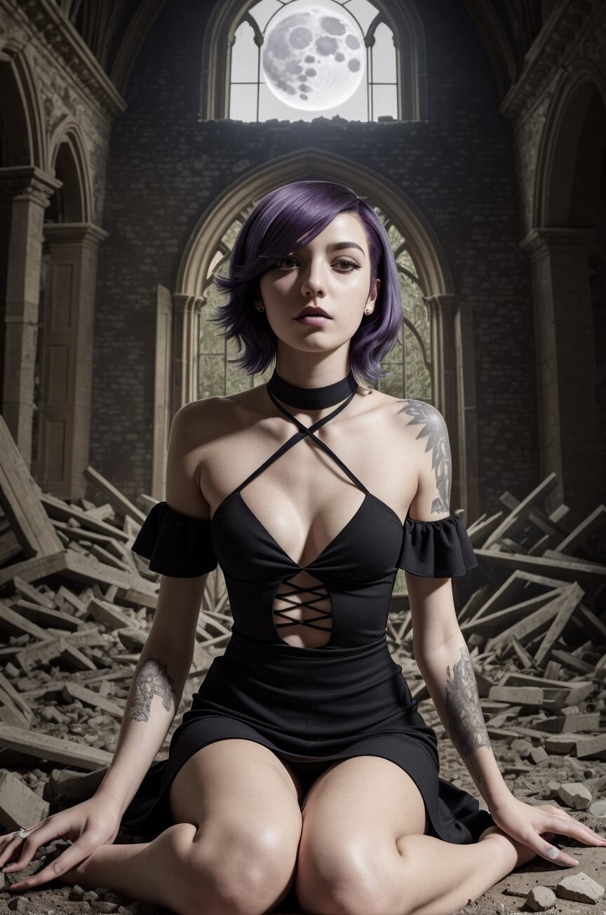 ArtStation - Goth girl in abandoned chapel 1