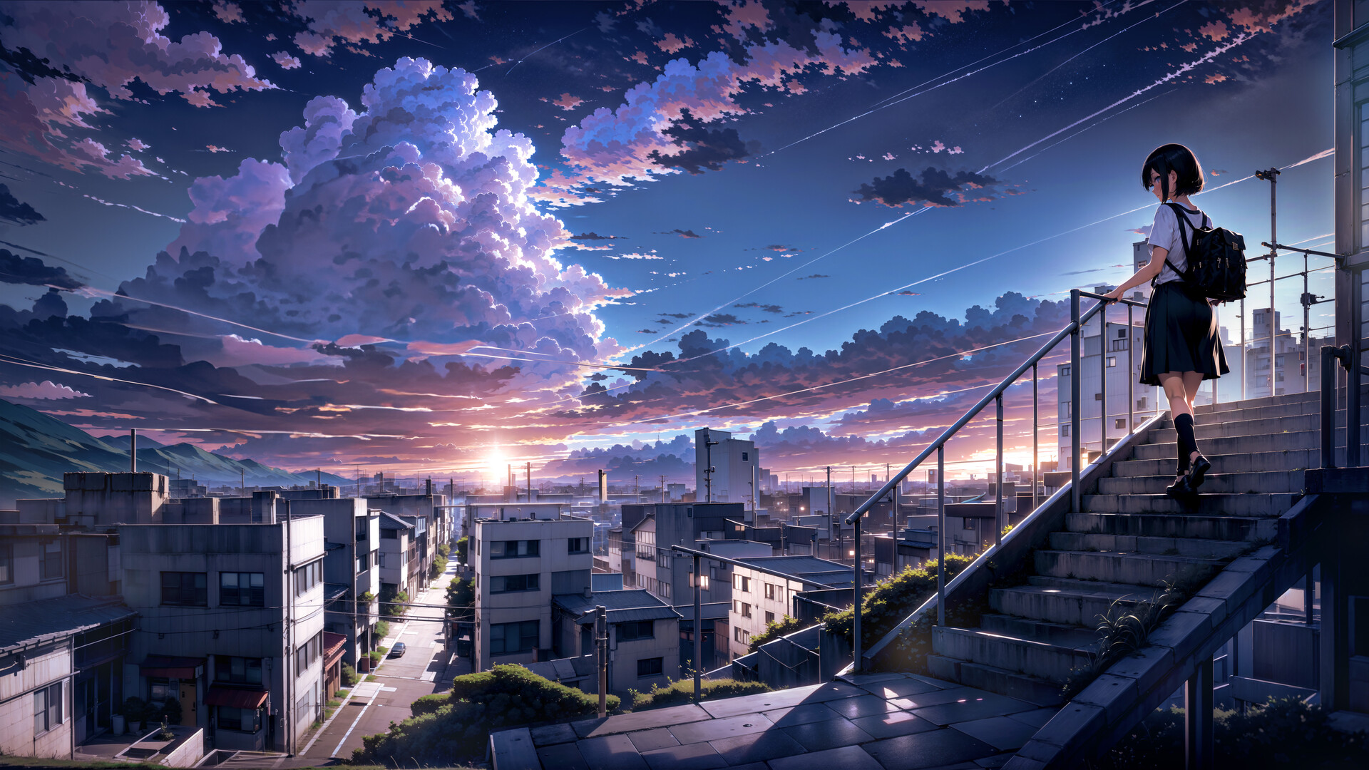 ArtStation - #AIGC Makoto Shinkai Anime Style -- panoramic cityscape view