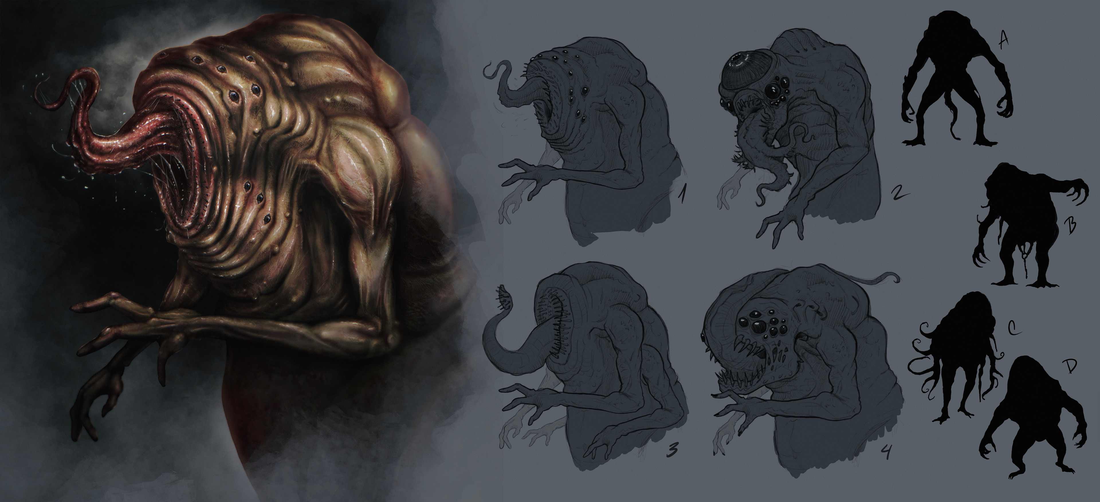 Silhouettes, exploration sketches and concept idea