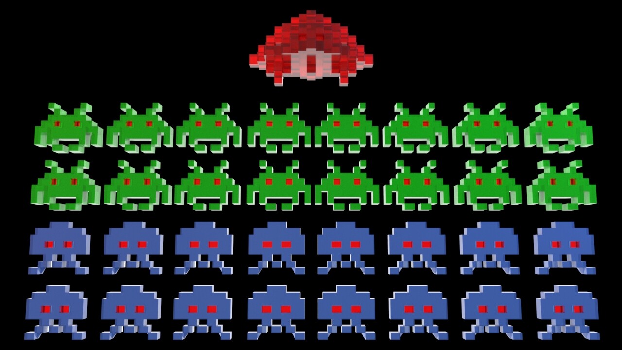 Artstation space invaders 3d