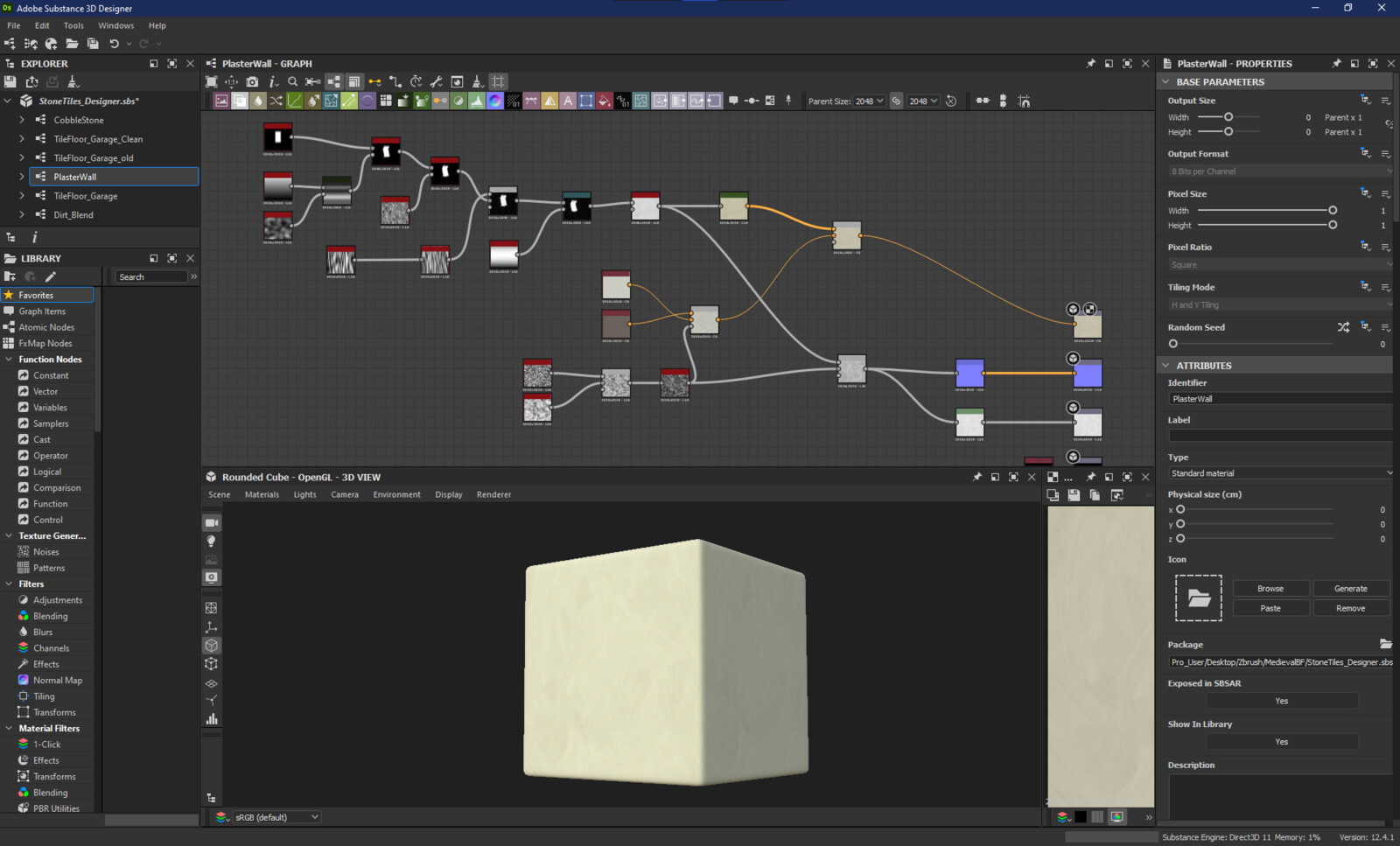 Plaster wall base Substance Designer graph