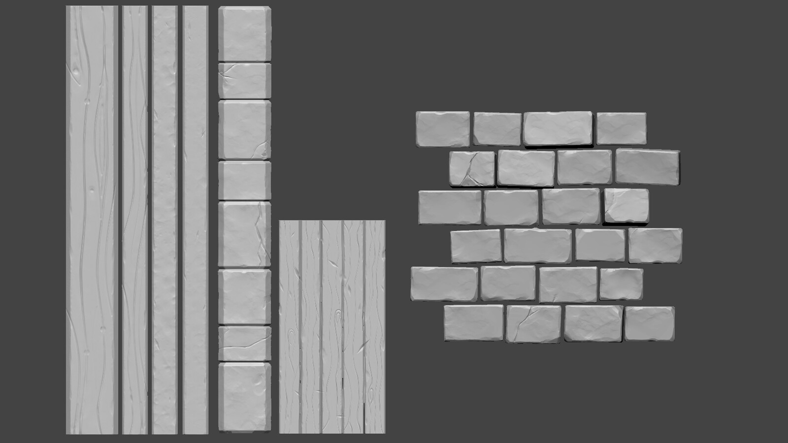 Trim and Tiled Brick Zbrush Sculpt