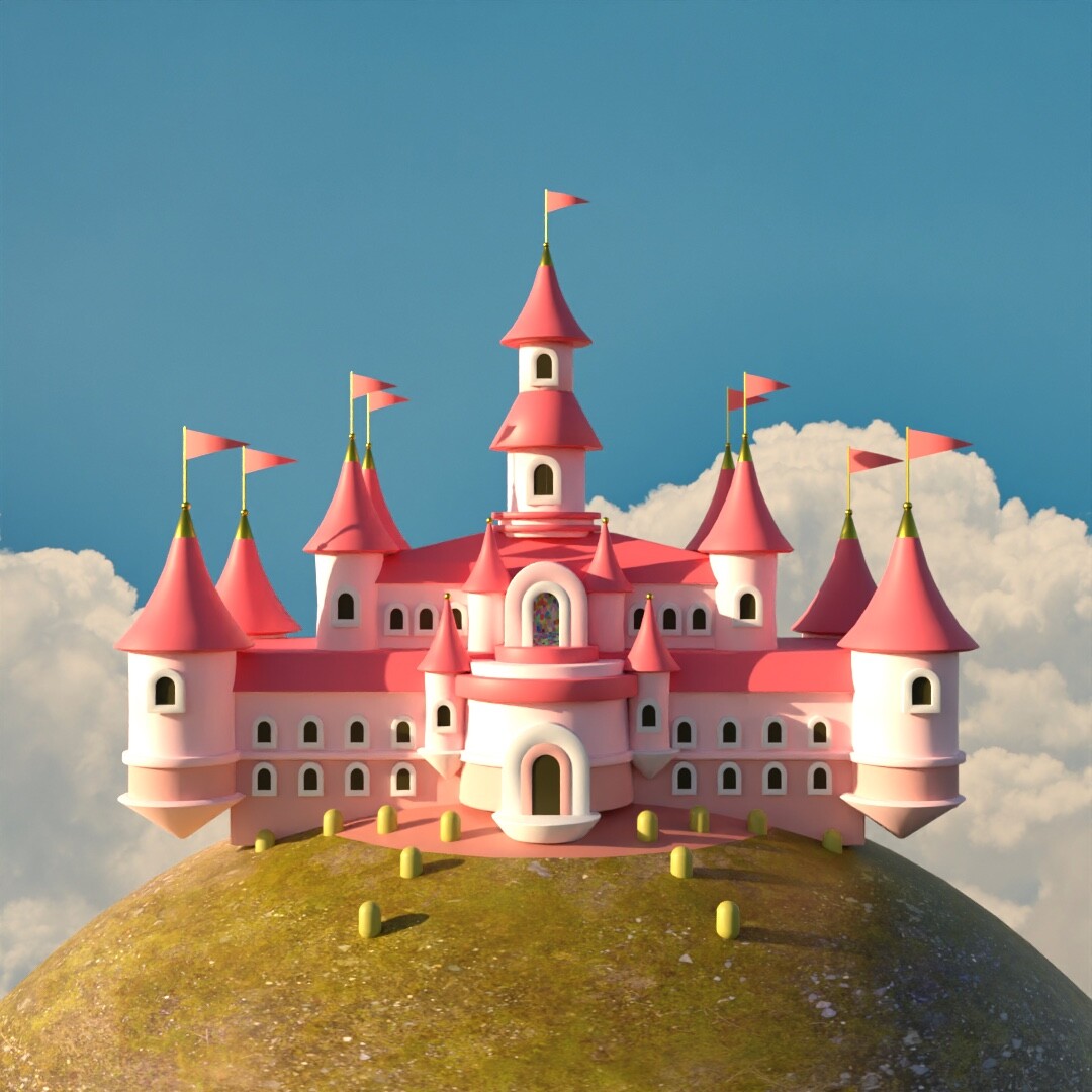 ArtStation - Modélisation 3D du château de Peach dans Super Mario Bros le  film