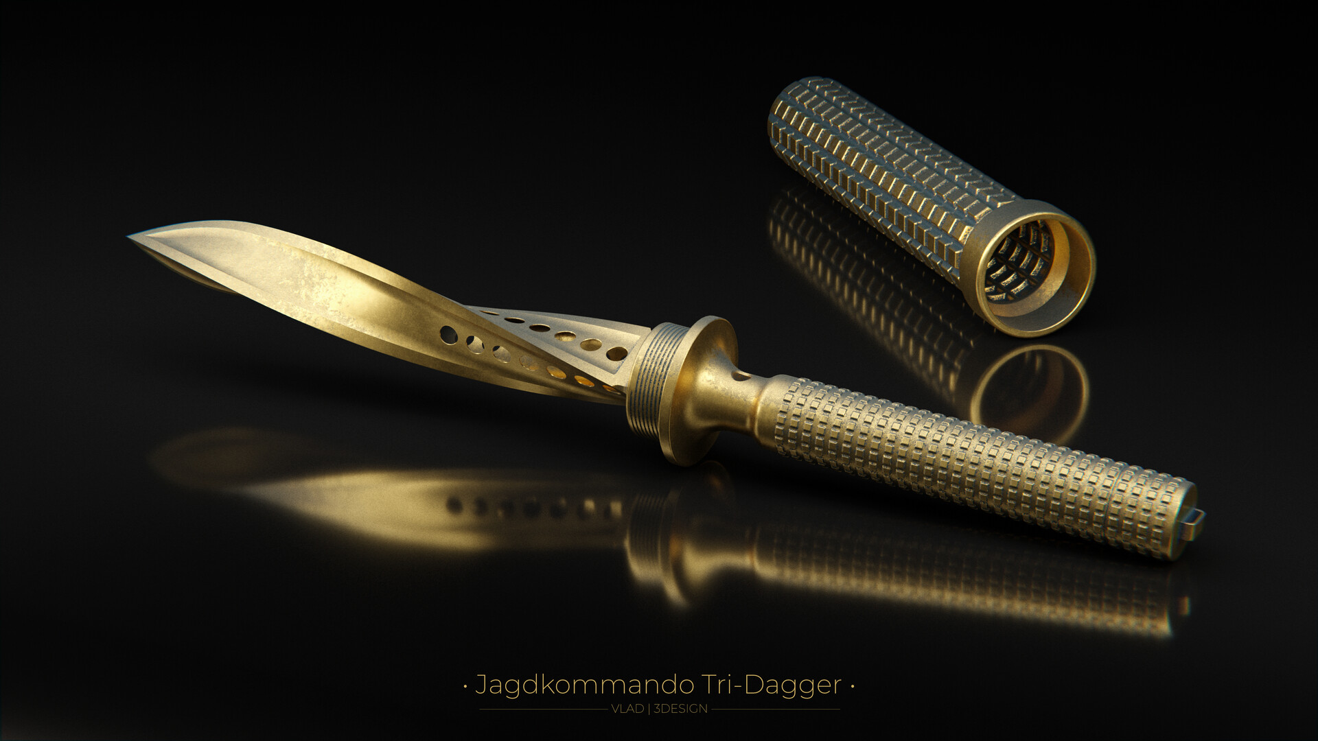 Vlad 3D Artworks Microtech Jagdkommando TriDagger knife