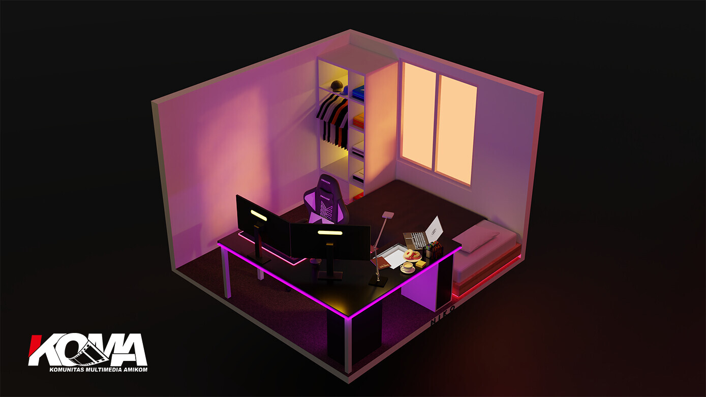 ArtStation - Isometric Bedroom (by: Niko Suryo Prayogo)