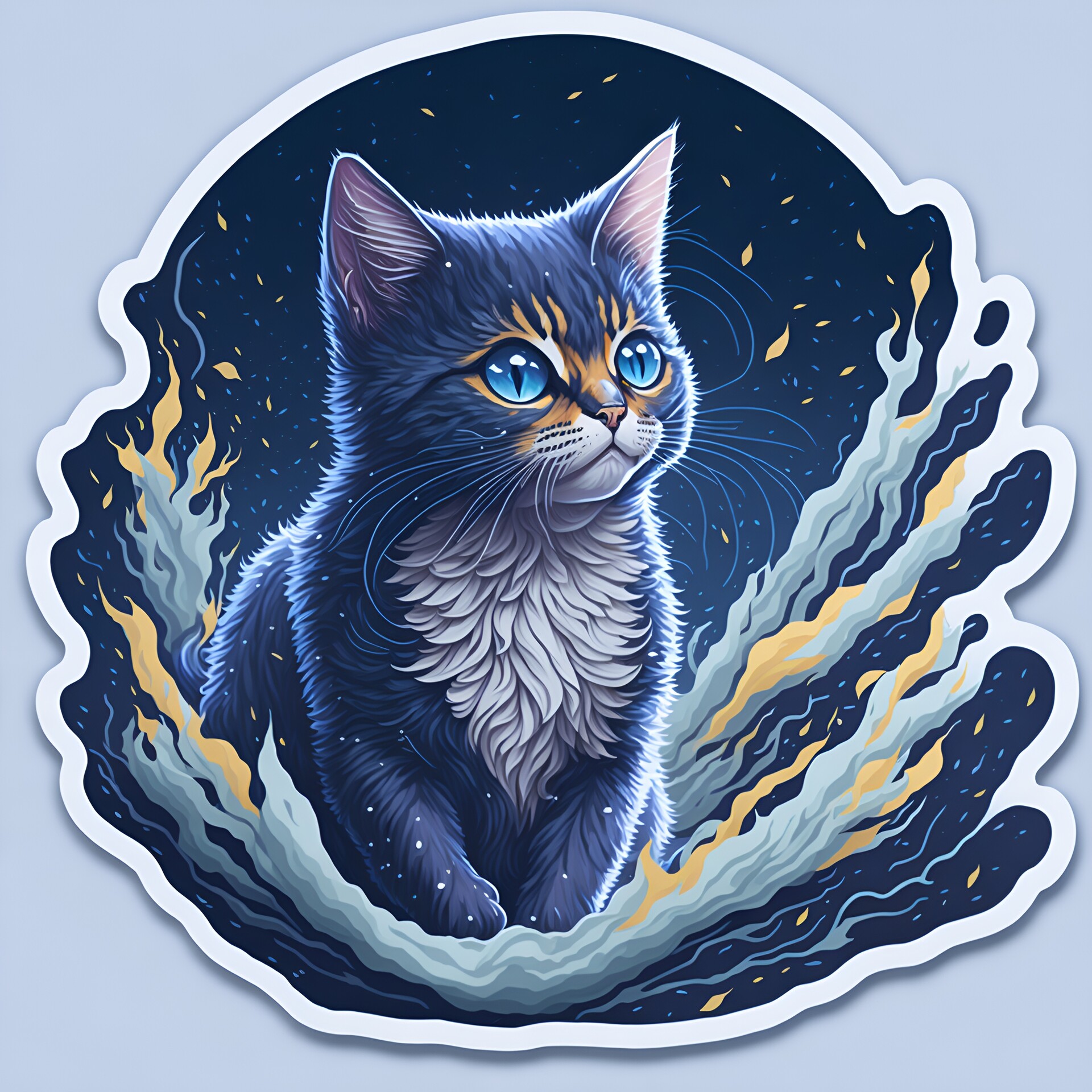 ArtStation Whimsical Blue Cat Sticker Purrfectly Playful and Adorable!