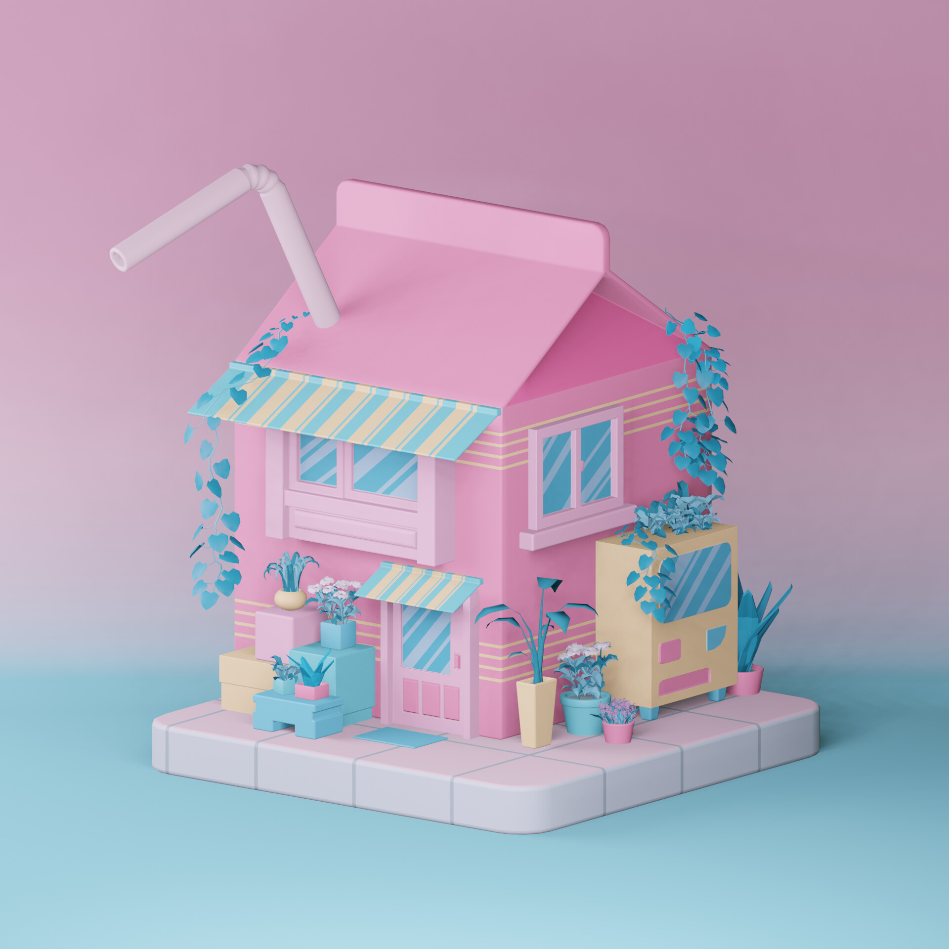 ArtStation strawberry milk house