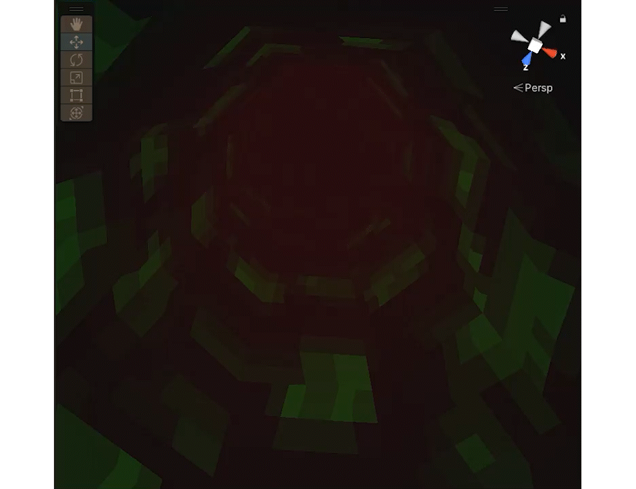 Surface Wiggle Shader: A basic vertex wiggler that jitters the tunnel geometry.