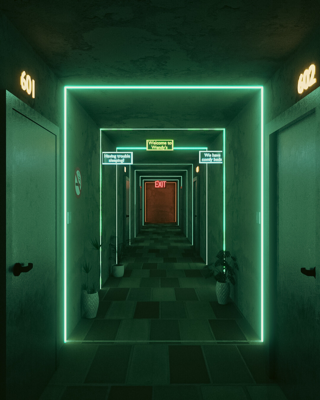 ArtStation Green Hallway