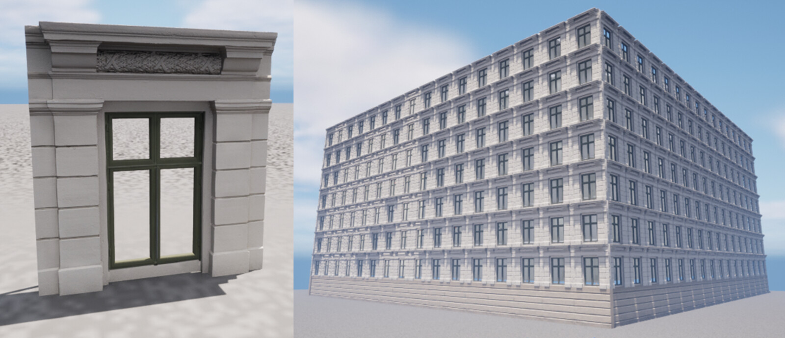 This method is best if you just want to use a few segments of a wall mesh to make a whole building.