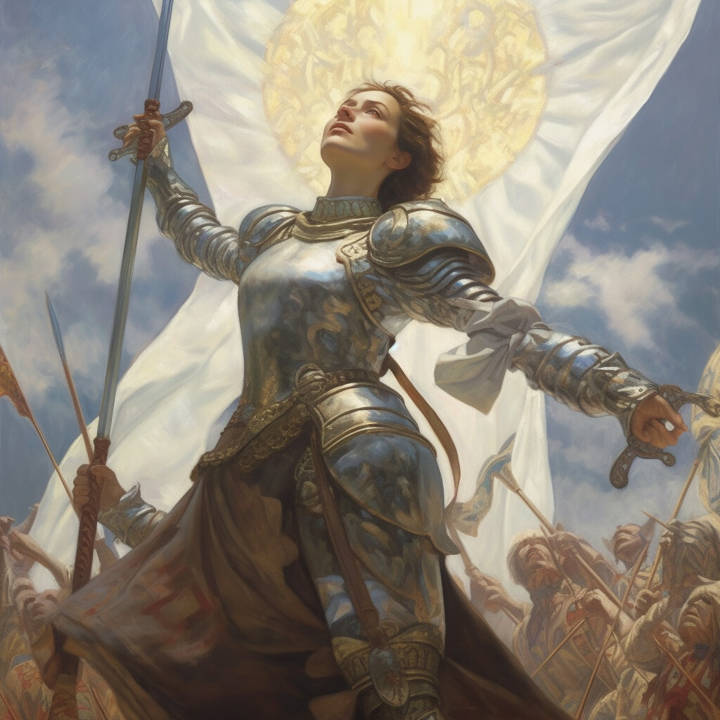 Midjourney rando masterpiece oil painting beautiful joan of arc full 26
