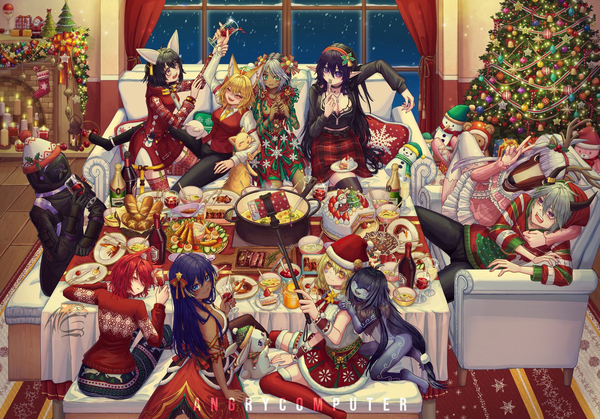 ArtStation Christmas family time anime style