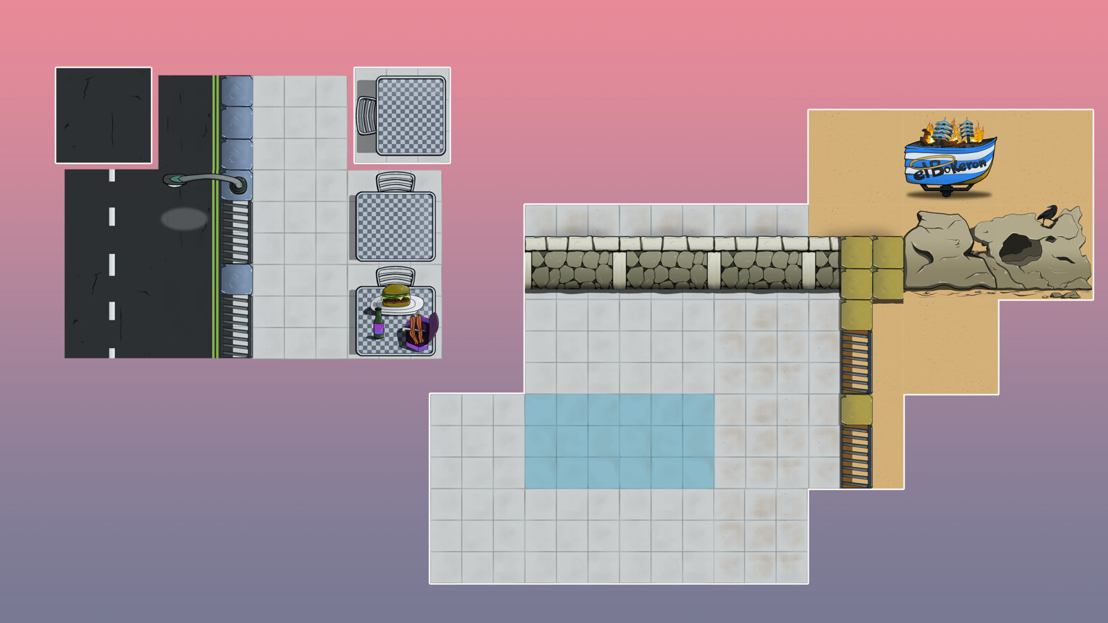 Sample of mixing tiles and decor