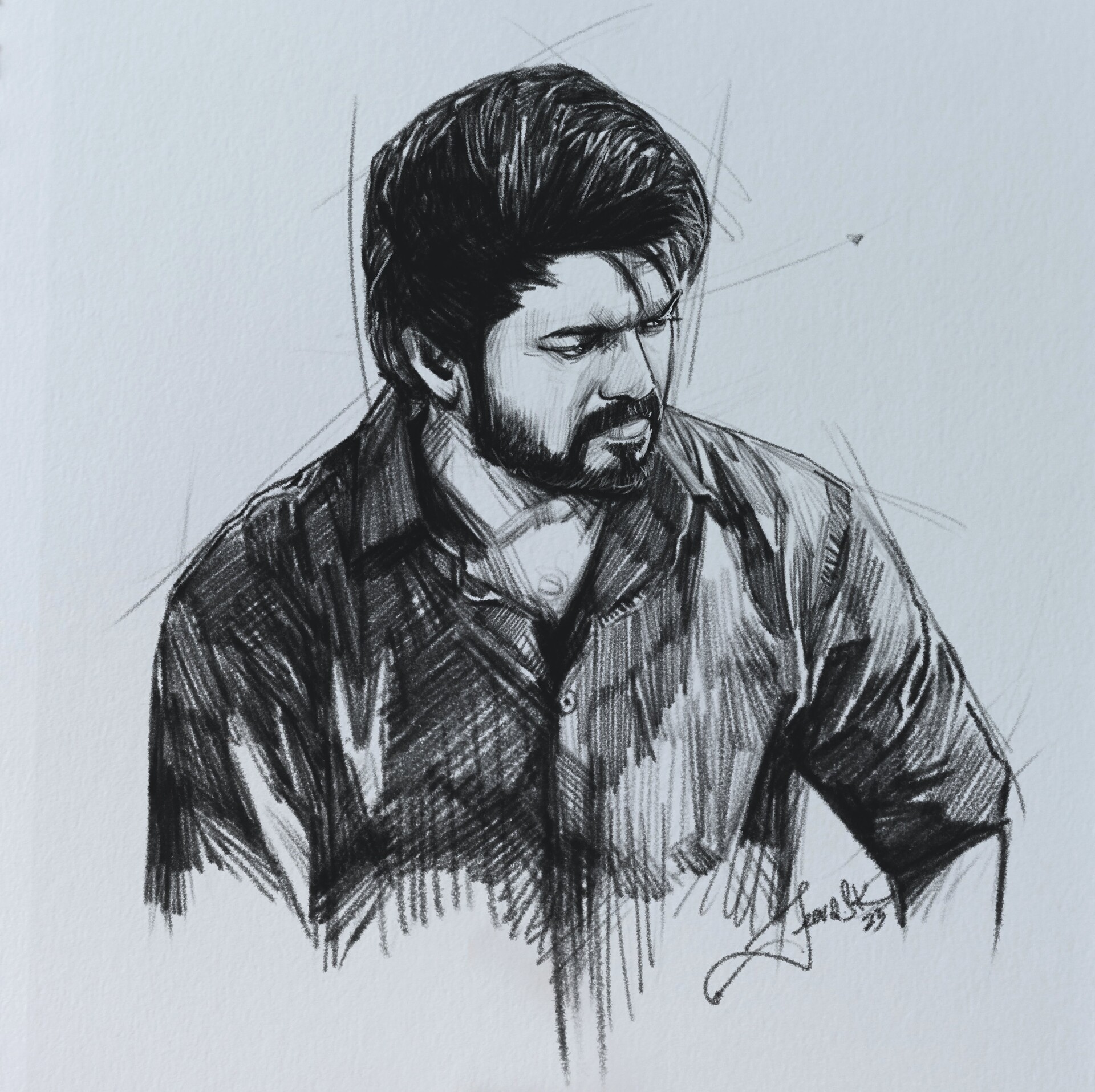 ArtStation - Thalapathy Vijay Pencil Sketch 2023 #leofilm #Thalapathy68 ...