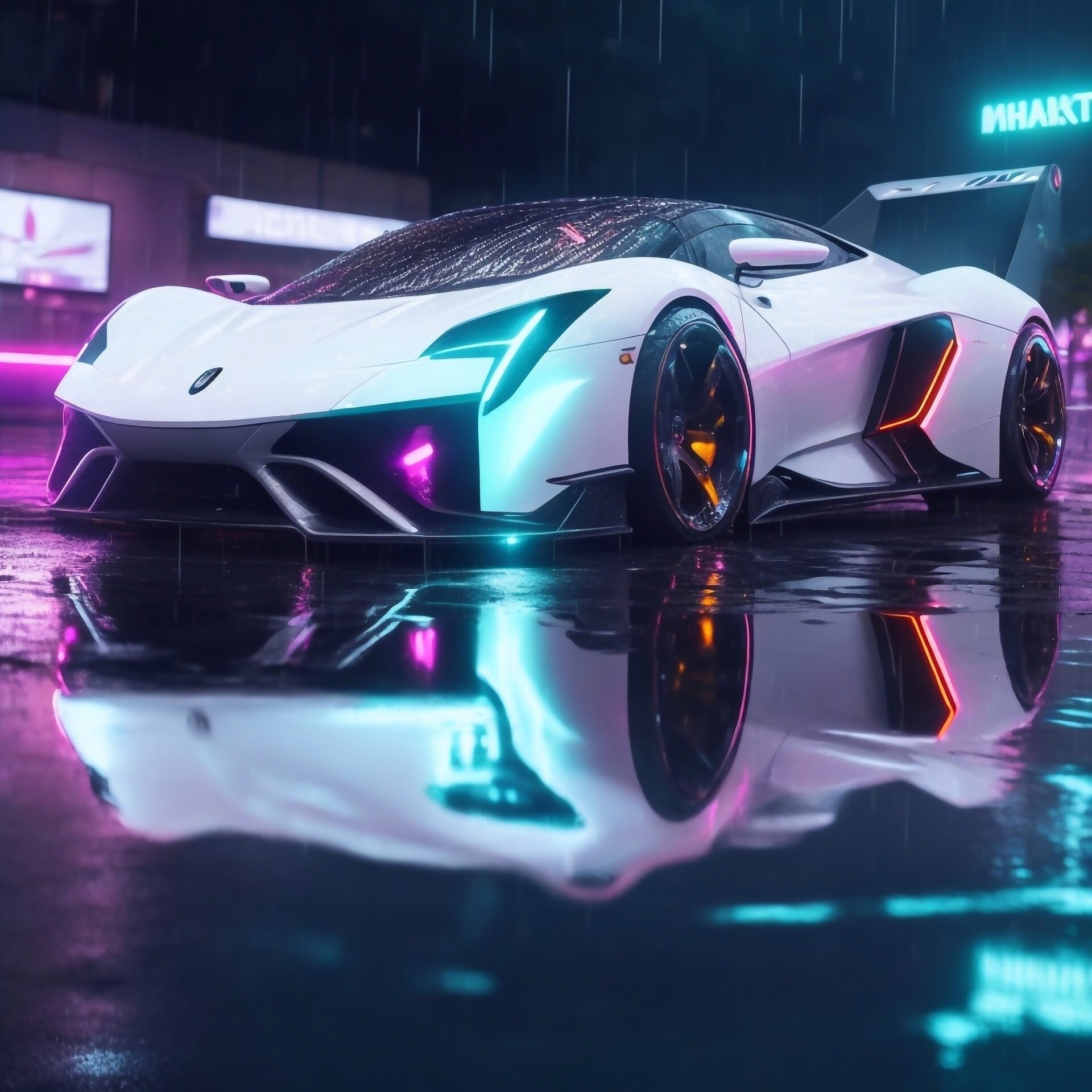 ArtStation - Rainy white supercar illustration